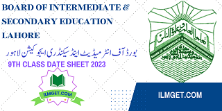 9th Class Date Sheet 2023 Lahore board